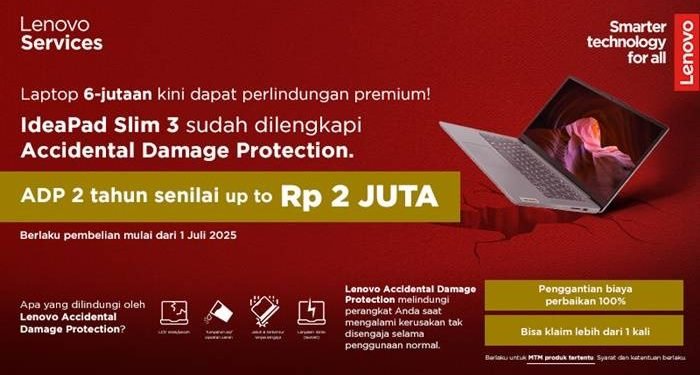 Laptop pelajar terbaik lenovo ideapad slim 3 kini dilengkapi accidental damage protection
